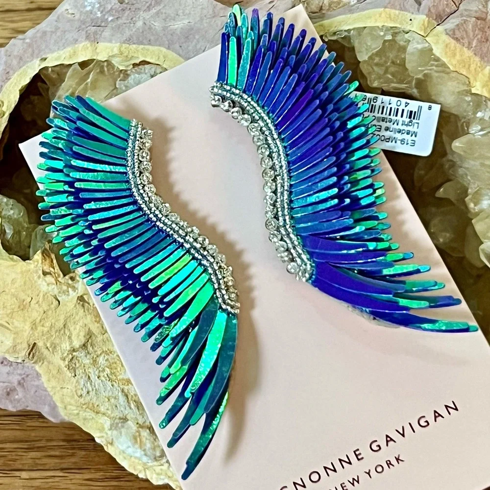 NWT Mignonne Gavigan Madeline Light Metallic Purple Statement Earrings - Picture 6 of 16